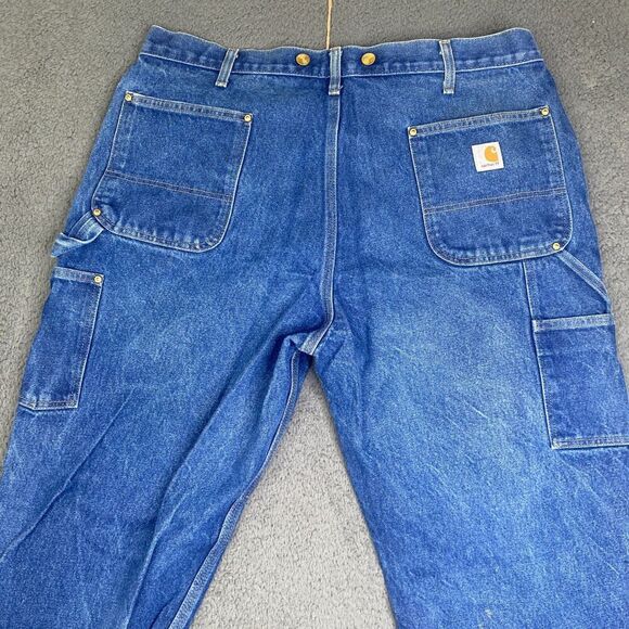 Carhartt Double Knee Jeans 40x30 B07 DNM Logger Carpenter Suspender Buttons Blue - Picture 10 of 11
